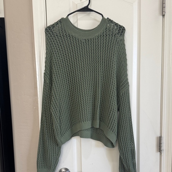 Old Navy Sweaters - Old Navy Sage Green Open-Knit Crew Neck Sweater / W2